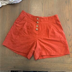 Women's Orange Button-Front Shorts